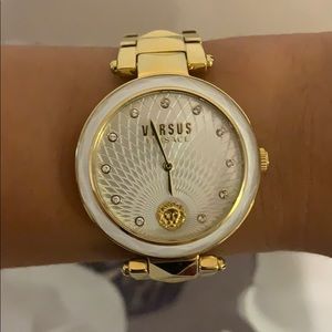 Versace gold white womens watch